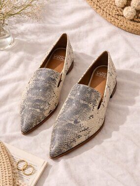 Sarto Snakeskin Print Pointed-Toe Loafers